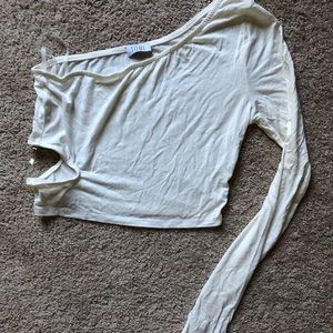 Tobi long sleeve white crop top